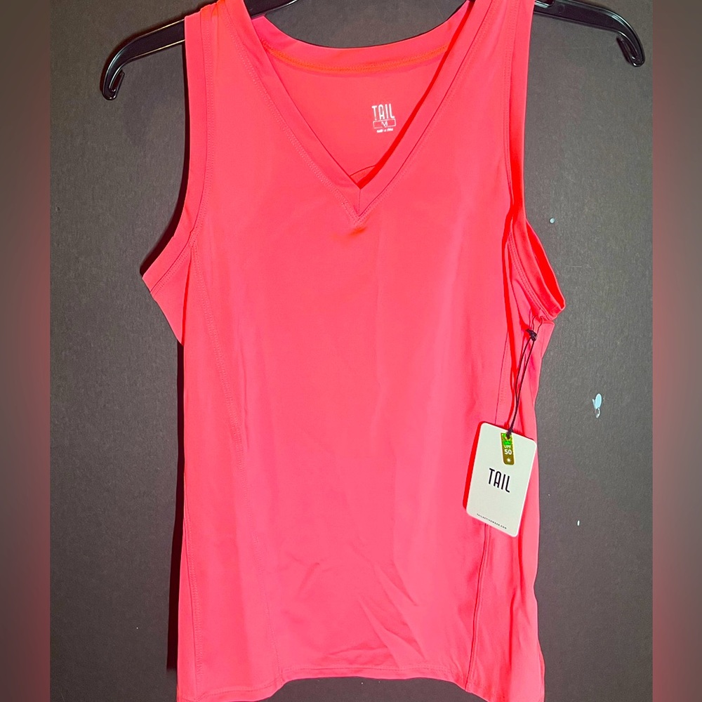 NWT Tail neon pink/orange Kenisha V-Neck racerback tank - medium